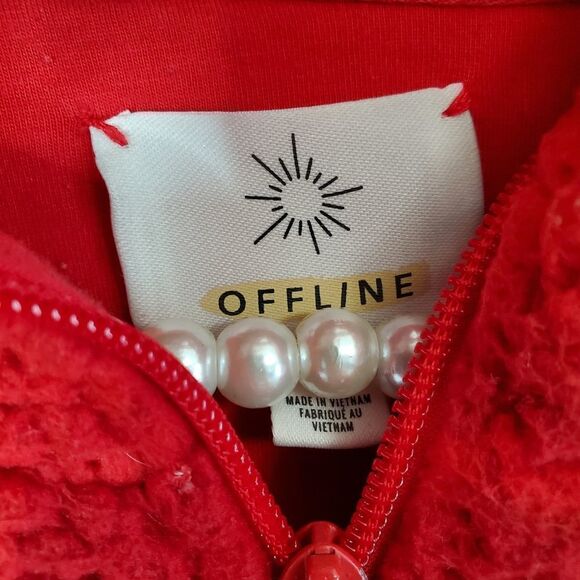 Offline Red Camo Sherpa Cropped Zip Up Jacket | Medium - Picture 4 of 7